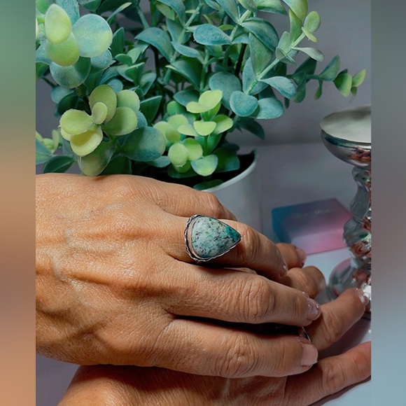 NWT 925 Sterling silver plated Woman green Ring Size 7 - Picture 7 of 17